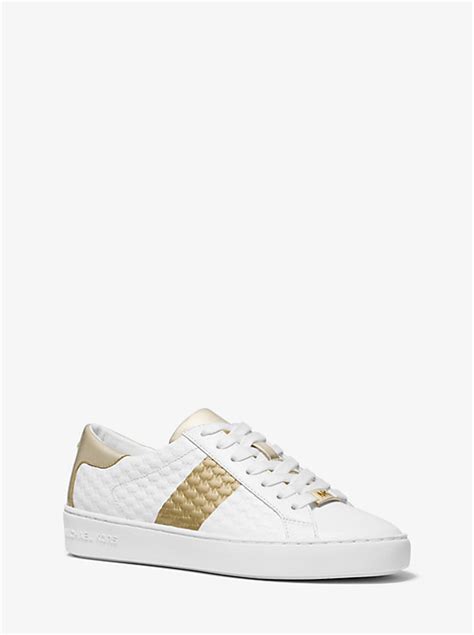 michael kors dames colby sneakers sale|Colby Striped Logo Embossed Leather Sneaker .